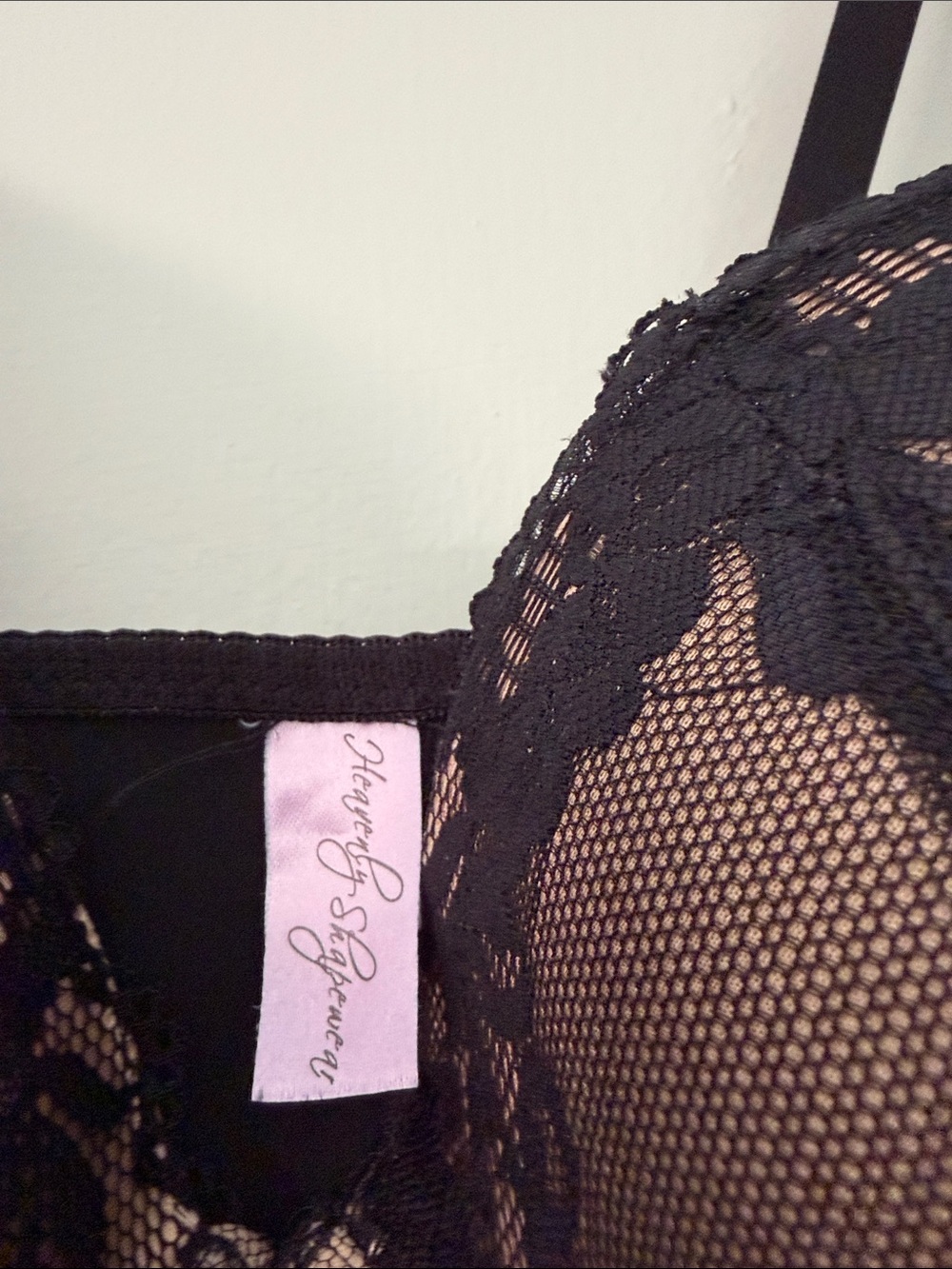 Black Lace-Overlay Slip with Nude Lining - Picture 2 of 3
